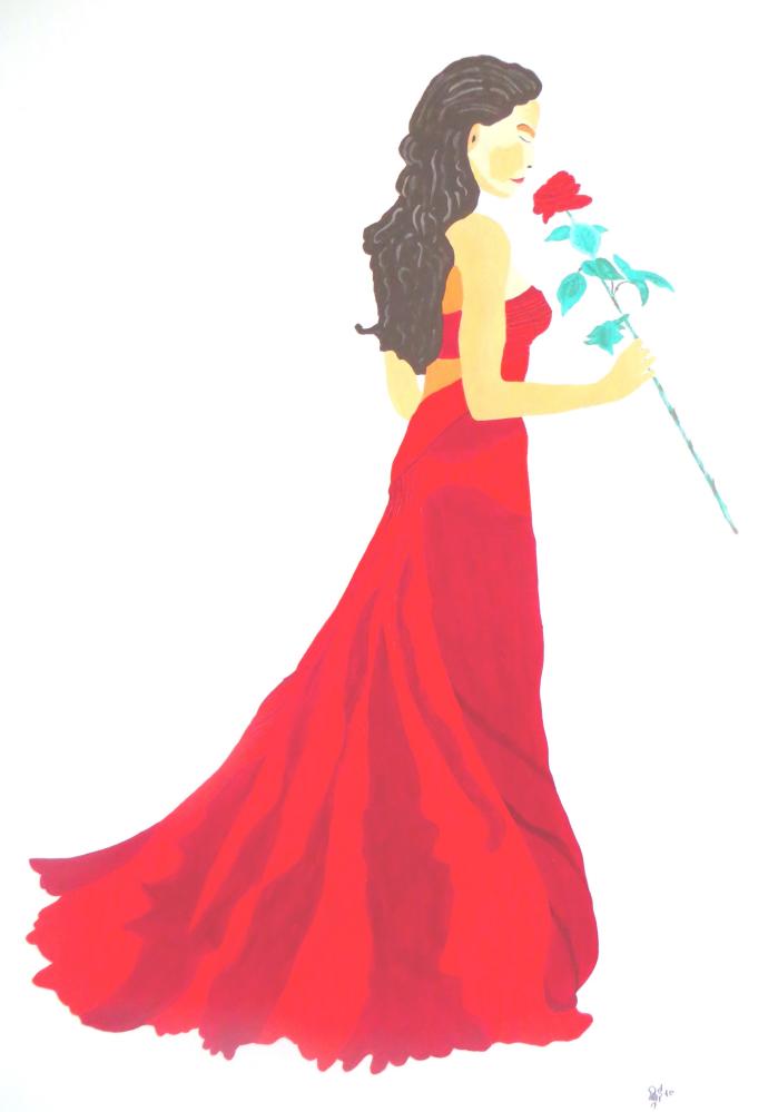 Lady in red (50 x 70)
